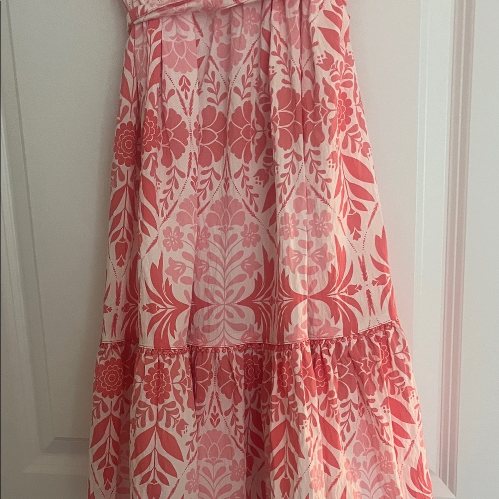 Ellen Tracy Coral and White Floral Tie-Waist Midi Dress - Picture 8 of 8
